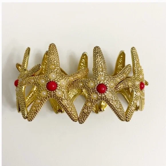 Lilly Pulitzer Gold Starfish Bracelet with Red Details - Picture 2 of 3